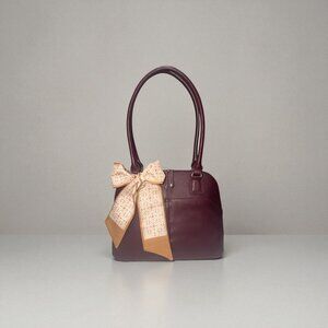 Tignanello Shoulder Satchel A209642 Burgundy Pebbled Leather Nickel 2-Handle Bag